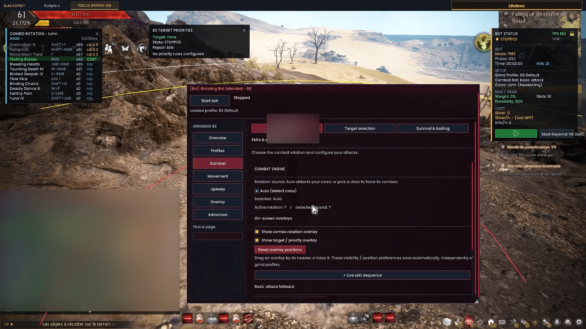 Actual BlackSpirit grinding interface in Black Desert Online